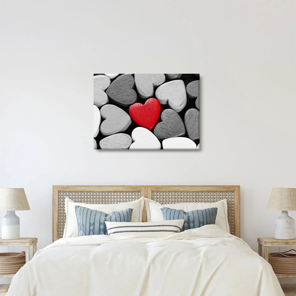 Tablou cu inimioare din lemn (70x50 cm)