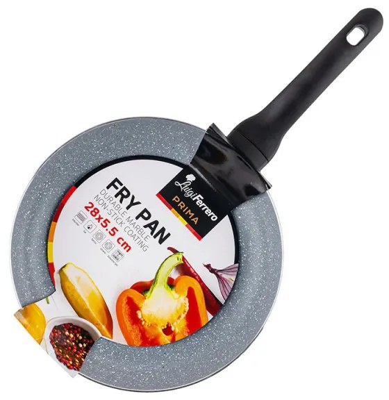 Tigaie Luigi Ferrero Prima FR-2833, 28x5.5 cm, Acoperire antiaderenta cu efect de marmura, Conductivitate optima, Inductie, Albastru inchis