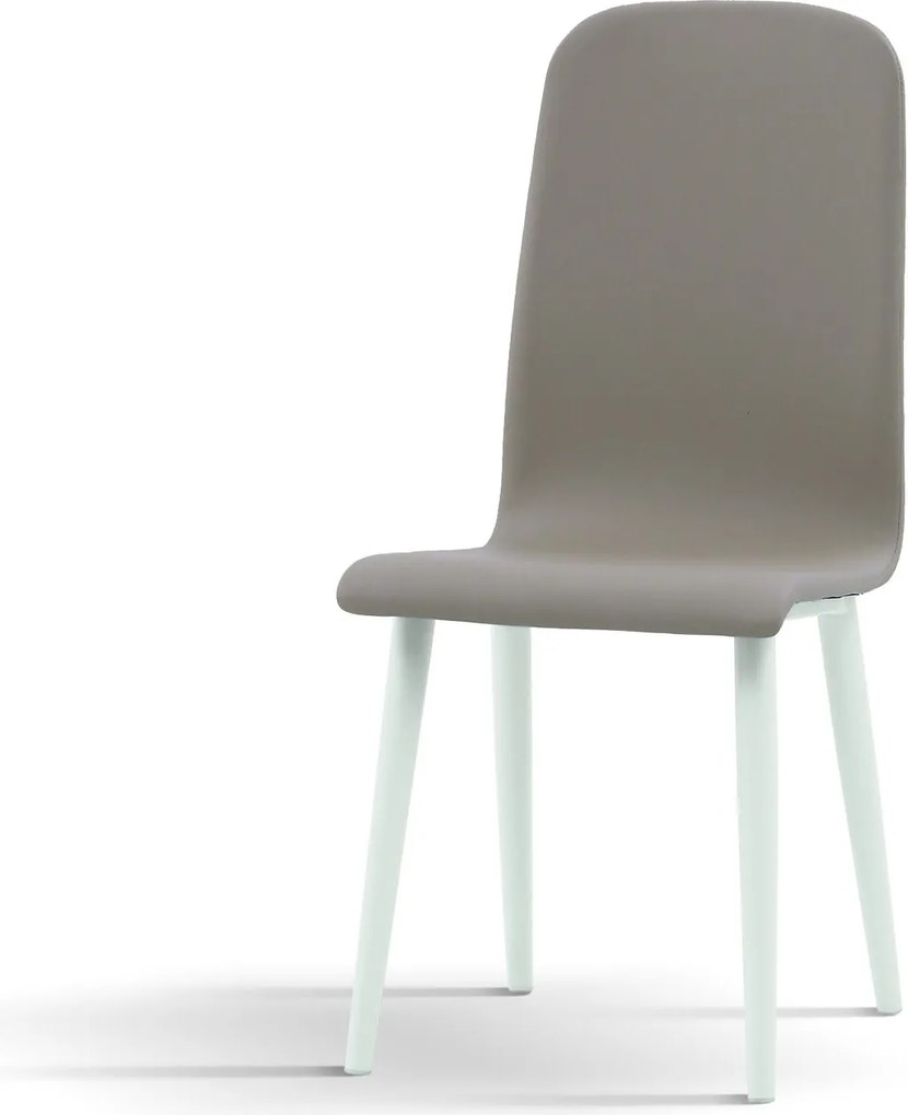Scaun Arianna, imitatie piele si picior metalic alb - ALB - BEJ - PIELE ECOLOGICA