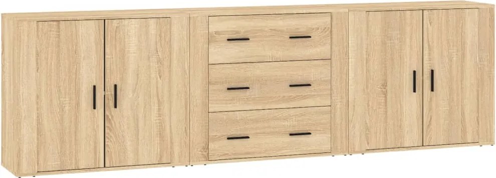 vidaXL Servante, 3 piese, stejar sonoma, lemn prelucrat