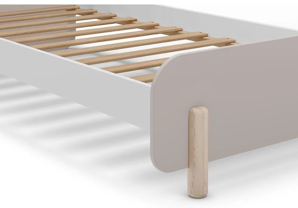 Pat pentru copii crem din lemn de pin 90x190 cm Nora – Marckeric