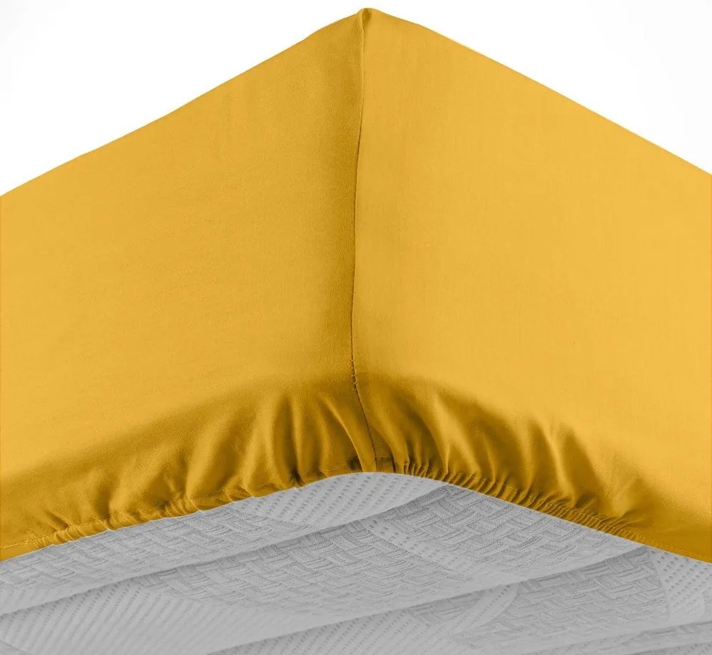 Cearceaf galben din bumbac cu elastic 180x200 cm Lina – douceur d'intérieur