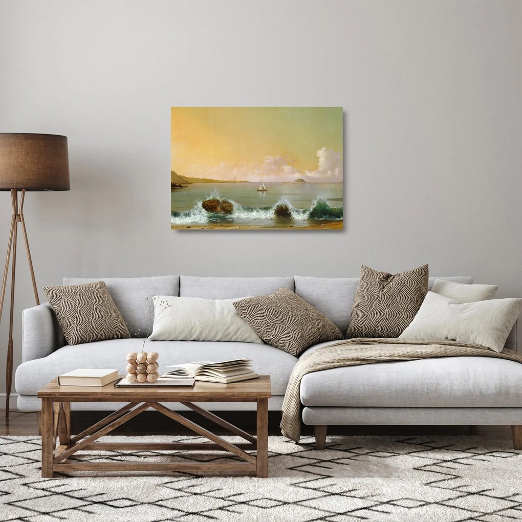 Tablou pe sticlă - Martin Johnson Heade, Rio de Janeiro Bay, reproducere (70x50 cm)
