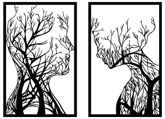 SET 2x decorațiune de perete 86x63 cm metal Pomul Vieții