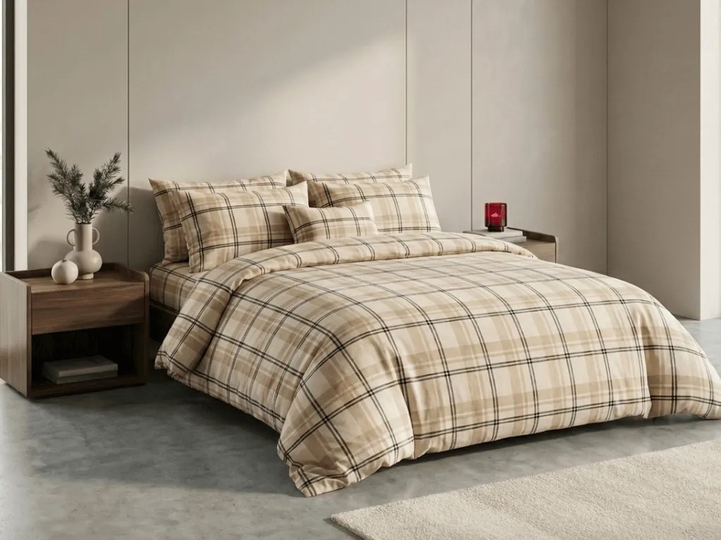 Lenjerie cocolino PLAID crem Dimensiune lenjerie de pat: 2 buc 70 x 90 cm | 200 x 220 cm