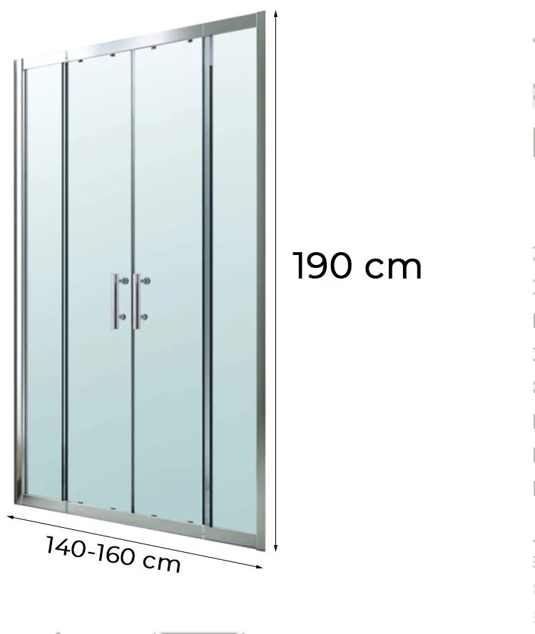 Ușă de duș Tavern 140x190 cm cu două foi
