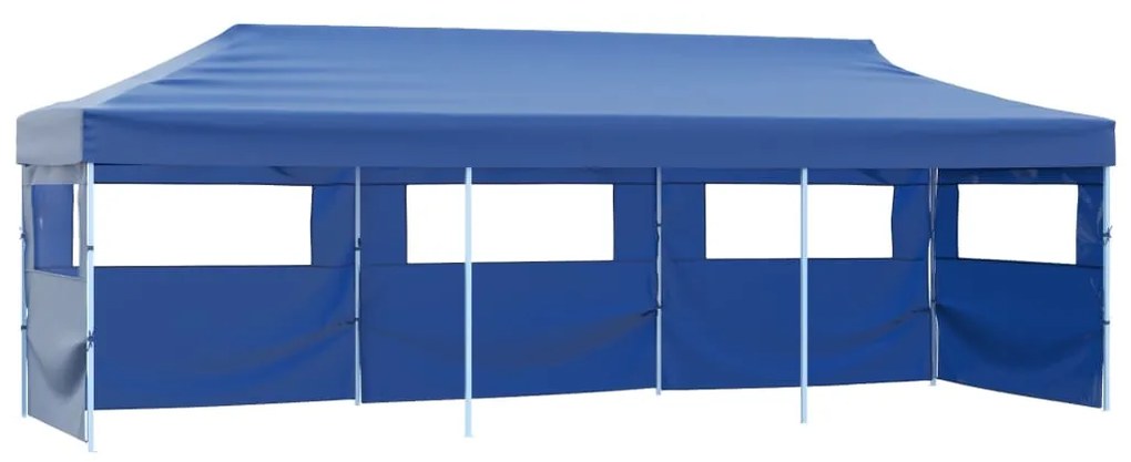 vidaXL Cort petrecere pliabil cu 5 pereți laterali, albastru, 3 x 9 m