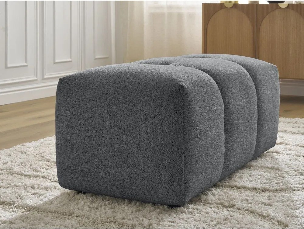 Taburet gri cu tapițerie din chenille Roxelane – Bobochic Paris