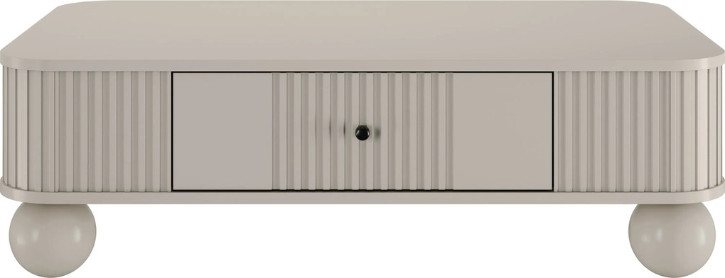 Măsuță de cafea Vesper 103x60 cm cu sertar - cashmir / mânere negre / picioare sferice