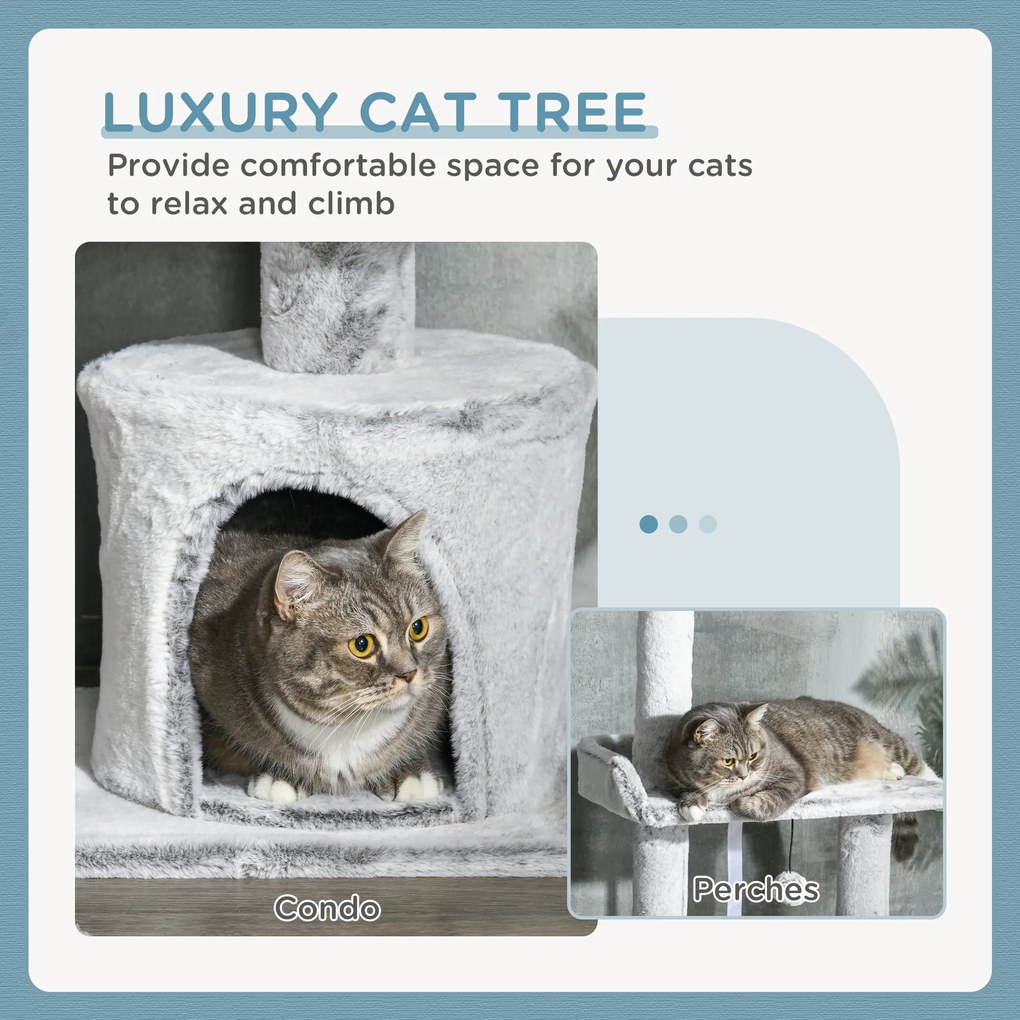 PawHut Copac pentru Pisici de Interior Turn de Joaca Centru de Activitati de Escaladare Turn de Zgariere Apartament Perne Inaltime Reglabilaaccesorii animale feline sala de gimnastica pisoi lounge mobila sufragerie | Aosom Romania