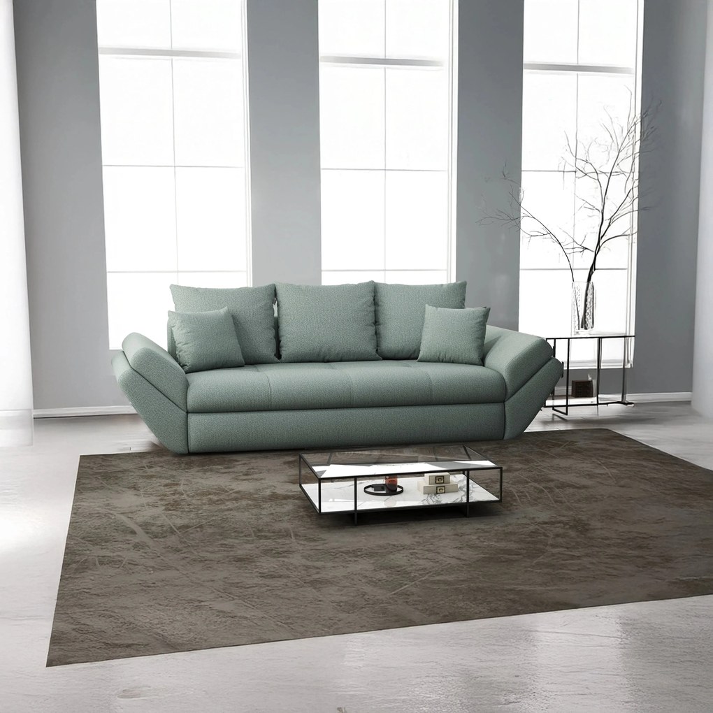 Canapea extensibilă dumonde cu ladă de depozitare si sezut confortabil din spuma high-density, Loana Enjoy Mint 250x100 cm
