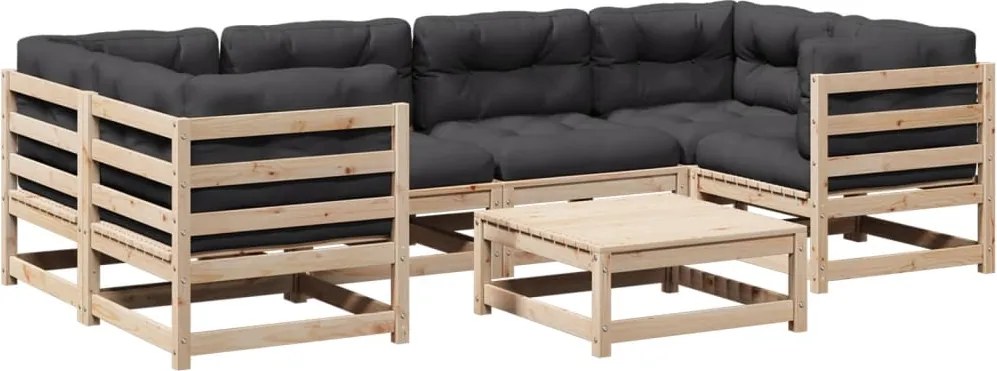 vidaXL Set canapele grădină cu perne, 7 piese, lemn masiv de pin
