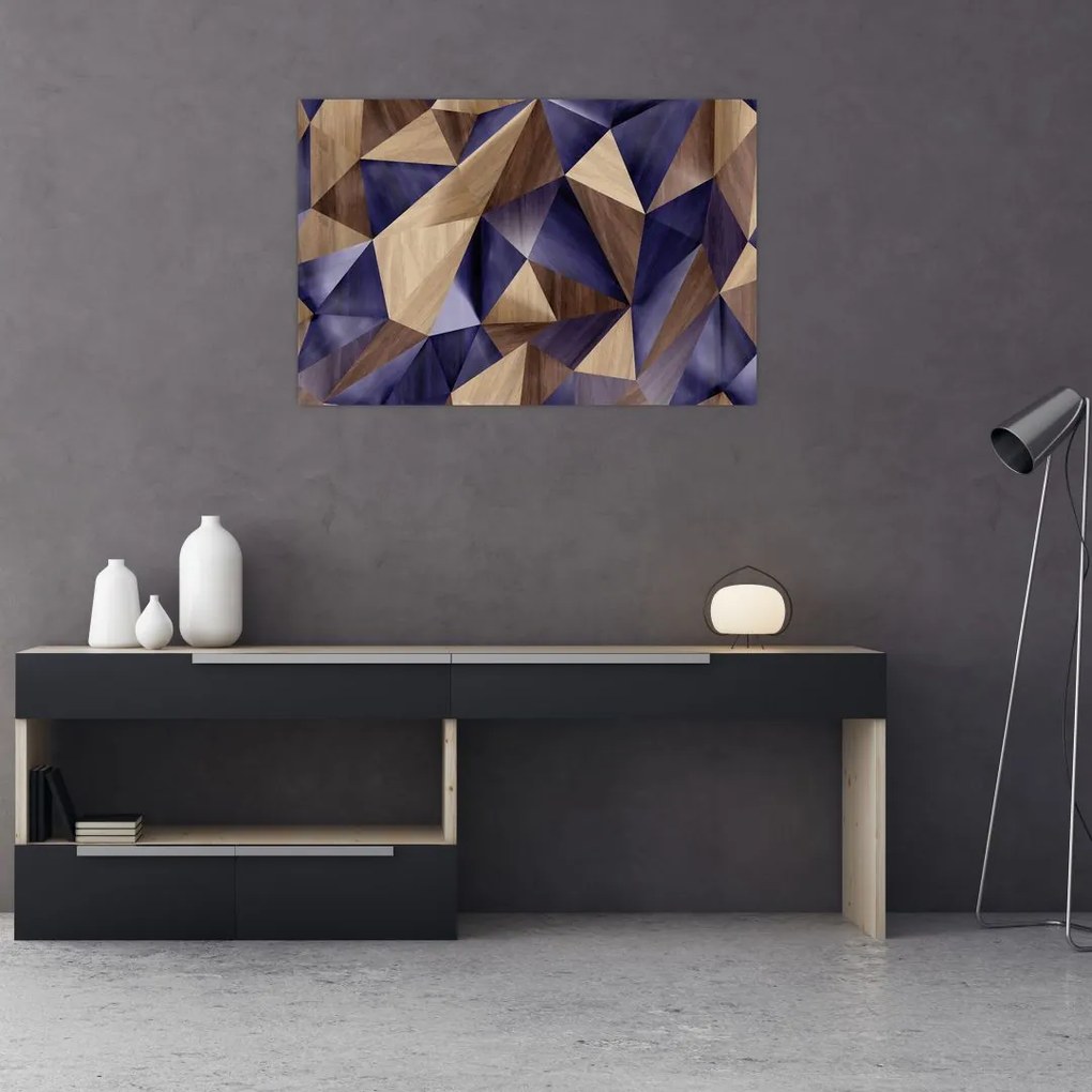 Tablou - 3D triunghiuri de lemn (90x60 cm)