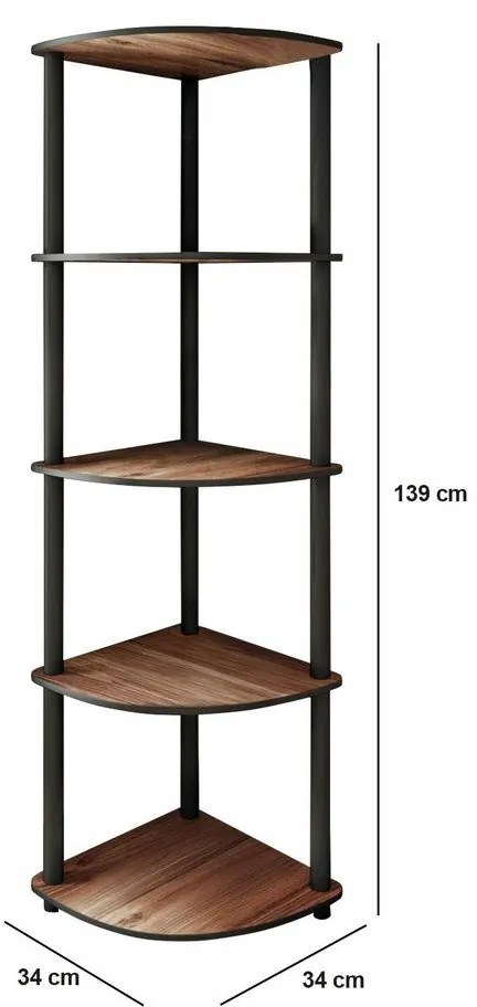 Raft Corner Walnut, 5 etajere, L