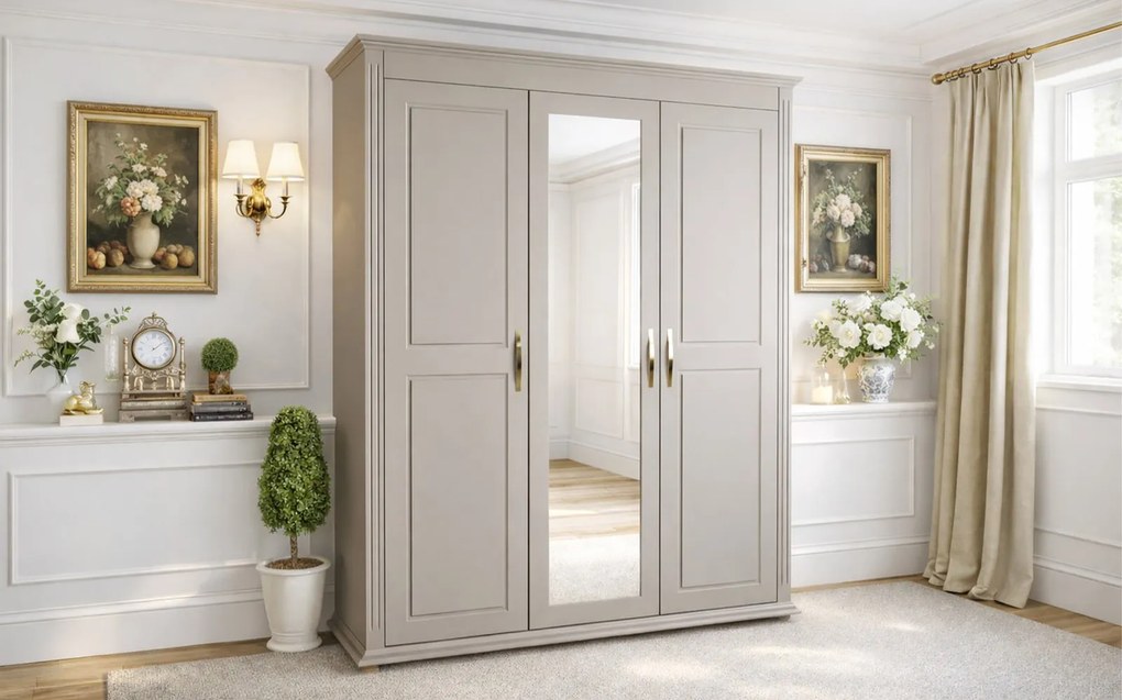 Dulap lemn masiv Carlo 3 Uși, 172.1 × 61.1 × 210 cm - Fara oglinda