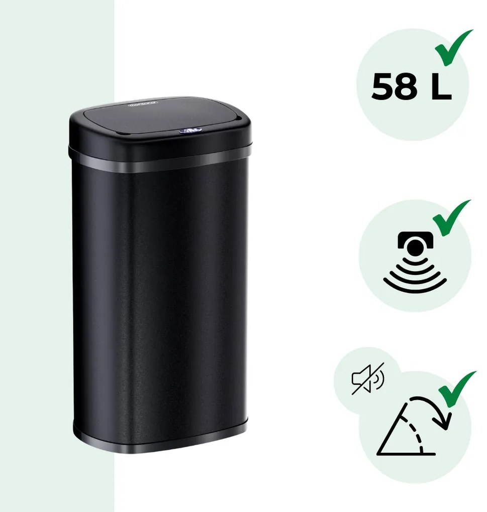 Coș de gunoi cu senzor DEUS, 58 litri, negru Jurhan
