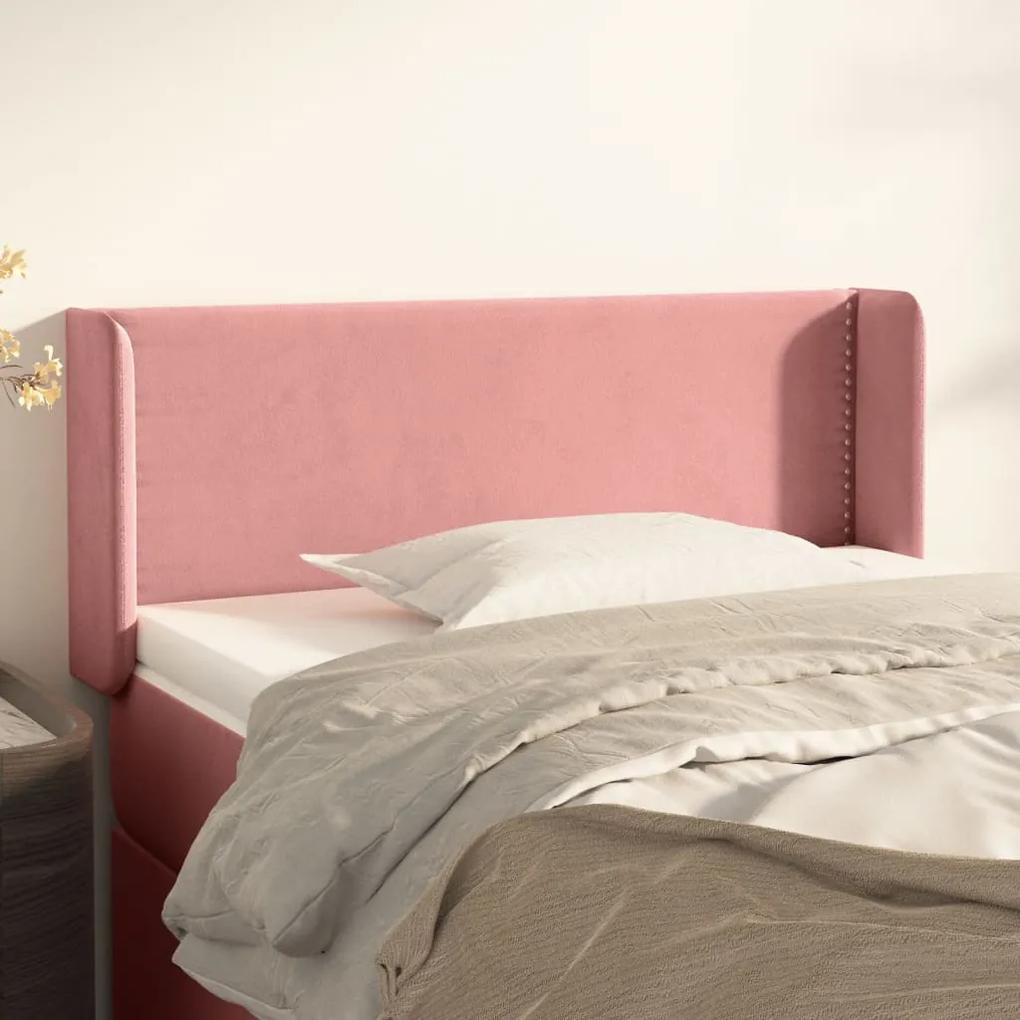3118675 vidaXL Tăblie de pat cu aripioare roz 103x16x78/88 cm catifea