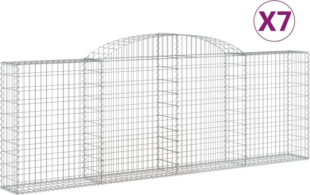 vidaXL Coșuri gabion arcuite 7 buc, 300x30x100/120 cm fier galvanizat