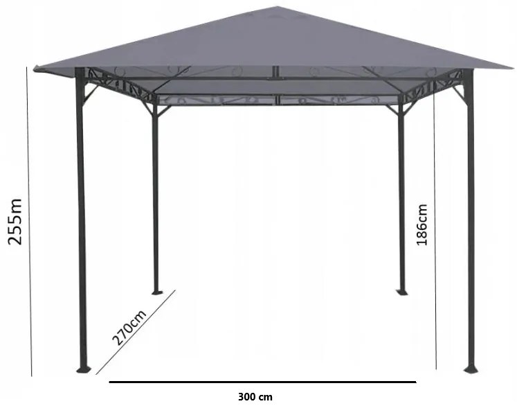 Foişor de grădină 3x3m Shine Grey