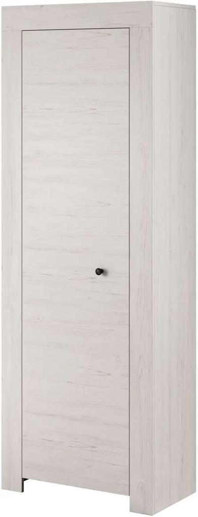 Șifonier cu ușă Hannah, 197x70x37 cm, pal/ plastic/ metal, alb/ gri