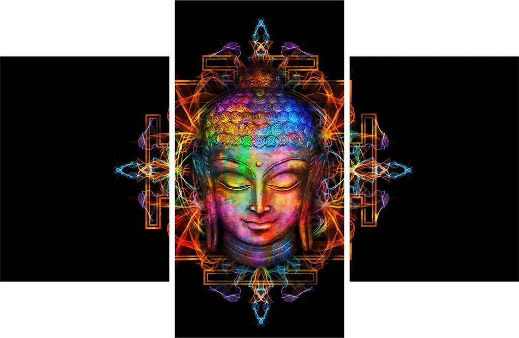 Tablou - Bustul lui Buddha în culori neon (90x60 cm)