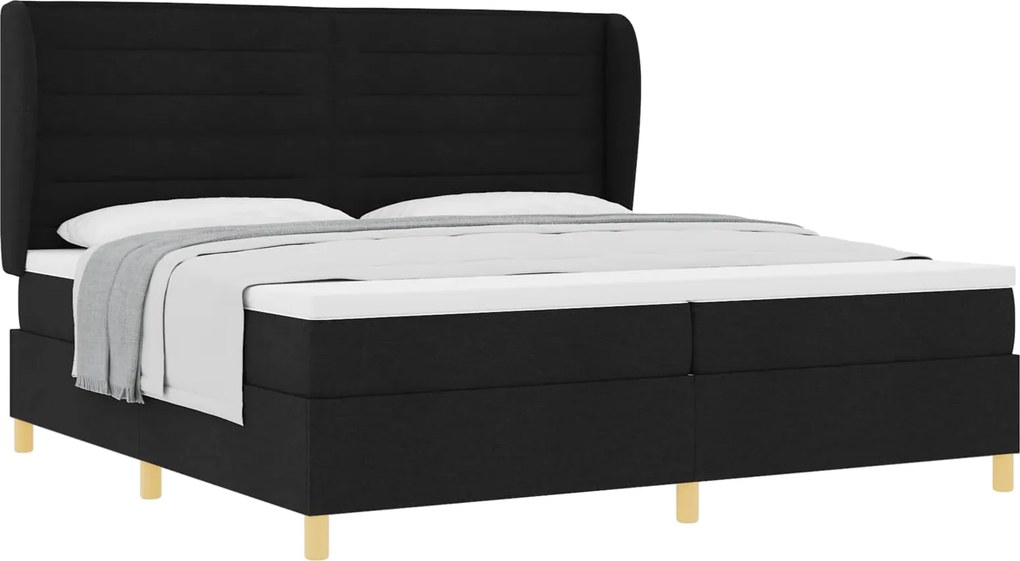 vidaXL Pat cu arcuri cu saltea Negru 200 x 200 cm țesătură