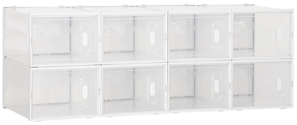 Mobilier pentru incaltaminte cu gauri de ventilare, 8 cuburi, Plastic PP, Alb si transparent 28x36x21cm HOMCOM | Aosom RO