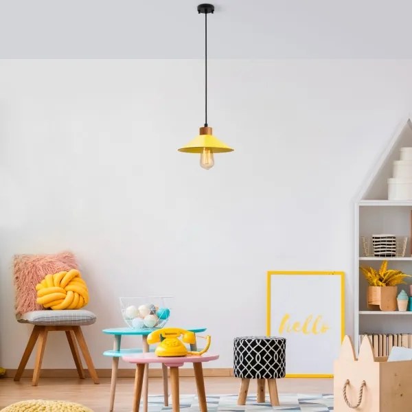 Lustră pe cablu MANAVGAT 1xE27/40W/230V galben/maro