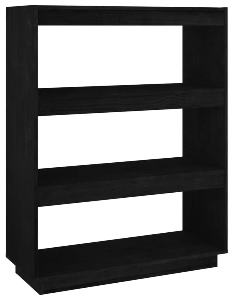 810888 vidaXL Bibliotecă/Separator cameră, negru, 80x35x103cm, lemn masiv pin