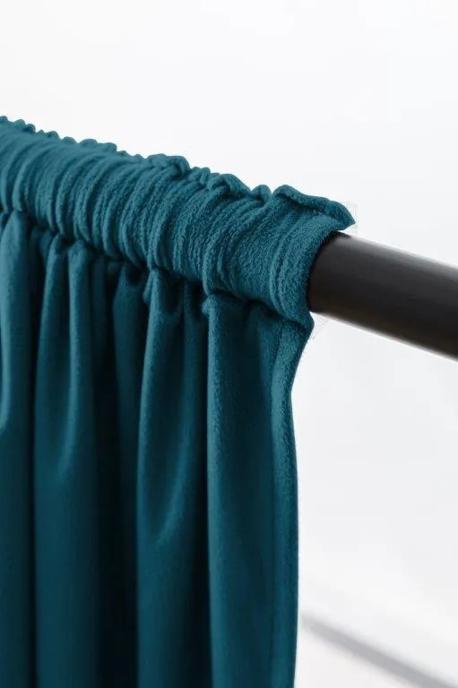 Draperie opaca turcoaz VELVET 135x250 cm Agățat: Rejansa