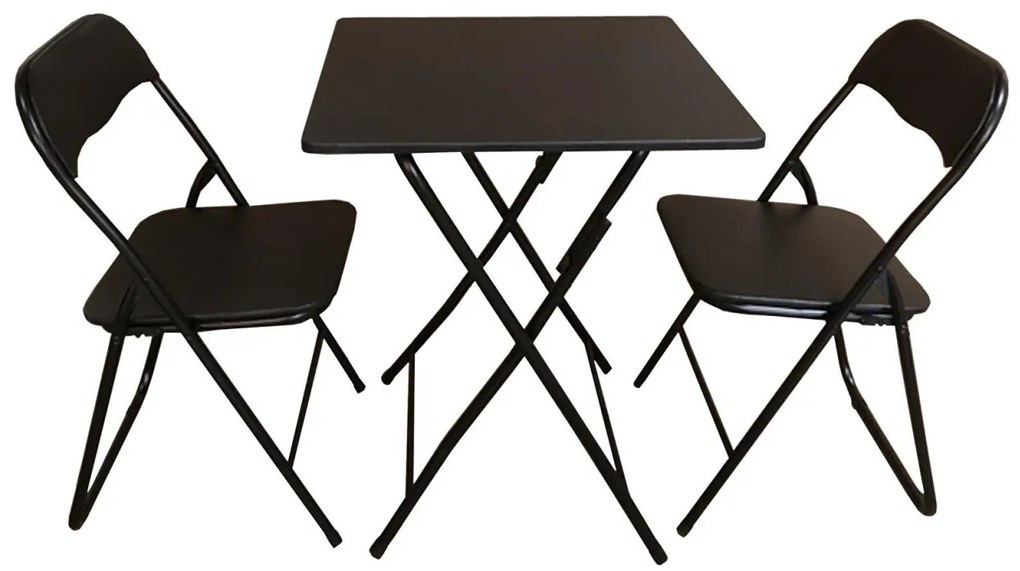 Set masa pliabila cu 2 scaune HouseXL® Smart Square Table Set, Din MDF, Sezuturi moi, Dimensiune 60X60X75 cm, Pentru living si bucatarie, Negru