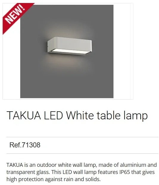 Aplica LED de exterior ambientala design modern IP65 TAKUA alb