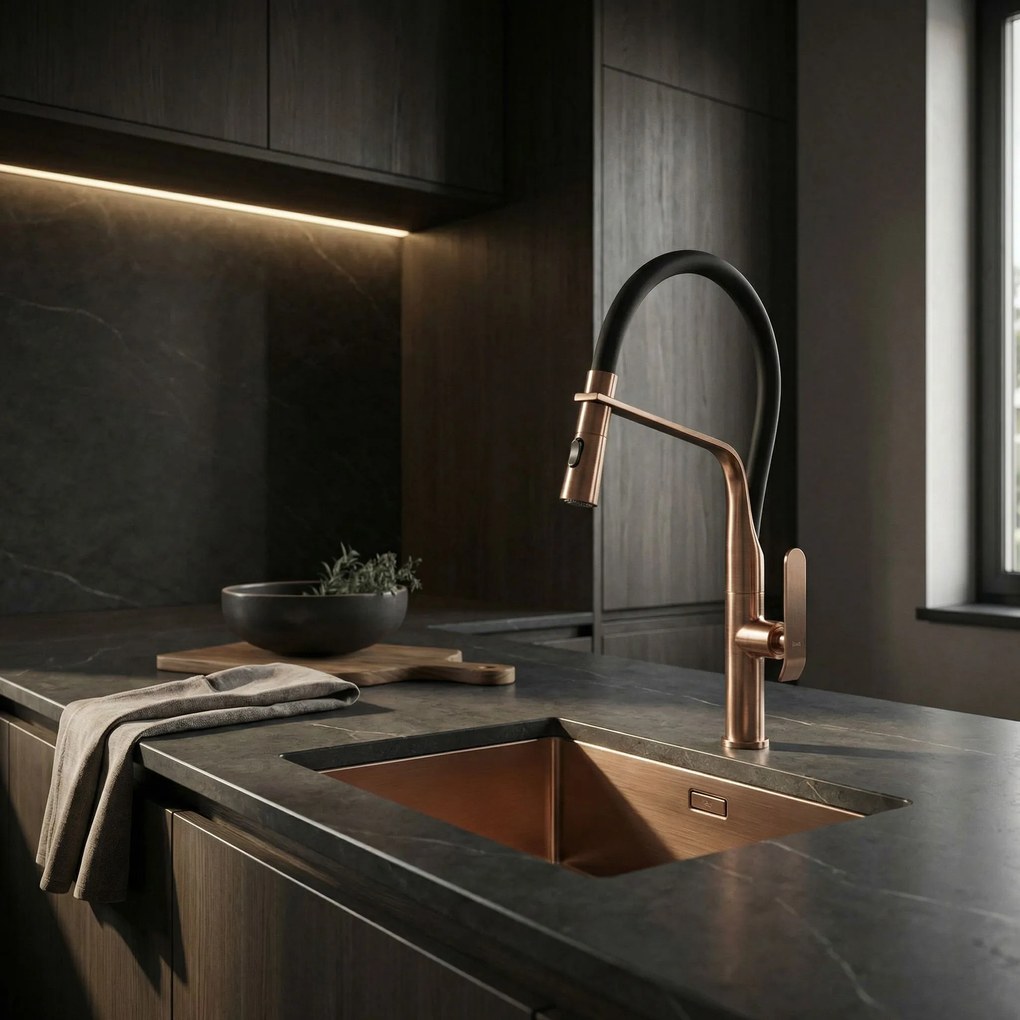 Baterie de bucătărie Rea Castor Auriu Copper Brush