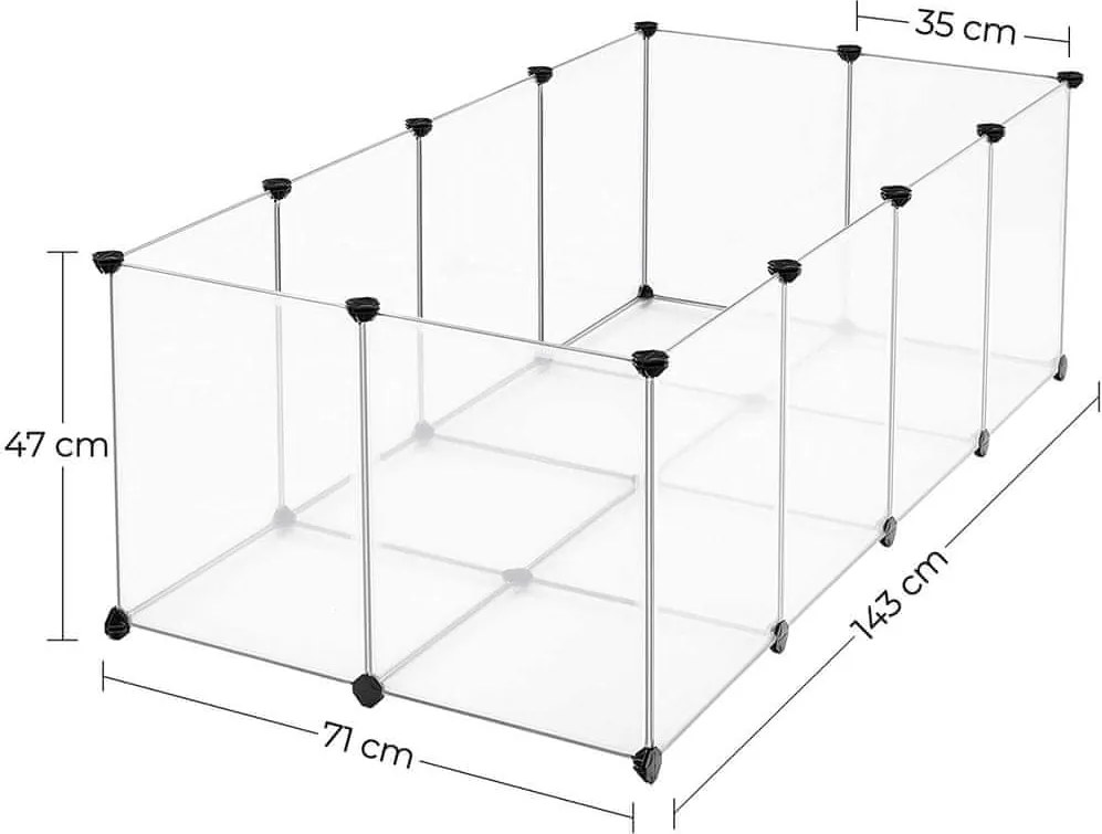 Gard pentru animale mici din plastic transparent BEN, 143x71x47cm, transparent SongmicsHome
