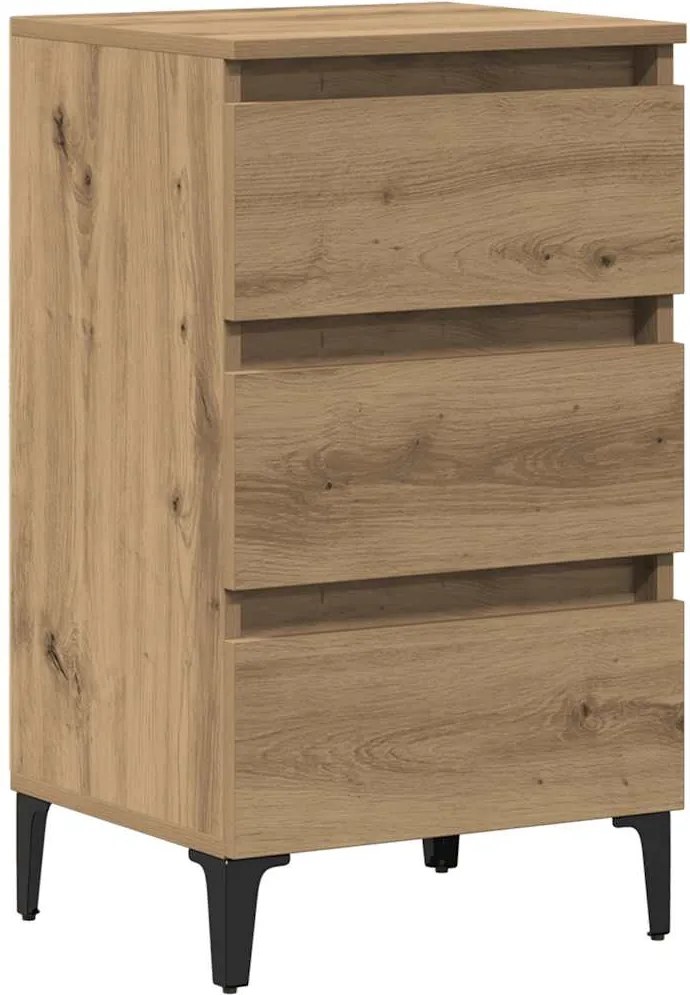 vidaXL Noptieră cu picioare metalice, stejar artizanal, 40x35x69 cm