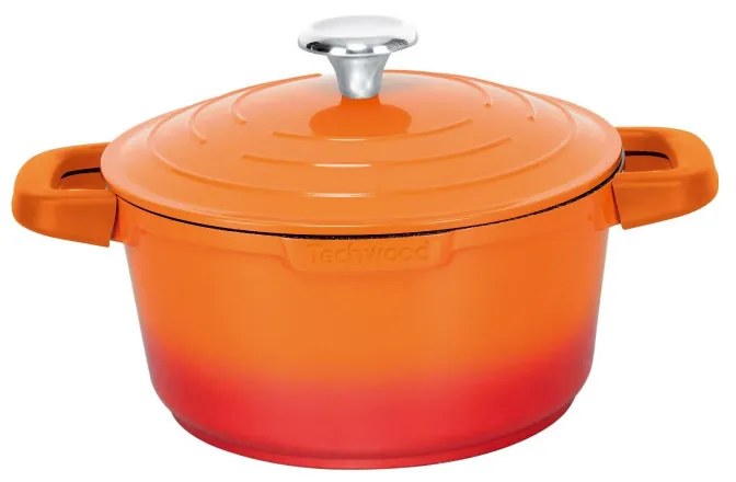 Oală Techwood TP-248FT, 3,5 l, 24 cm, fără PFOA, acoperire Greblon, compatibilă cu plitele cu inducție, portocaliu