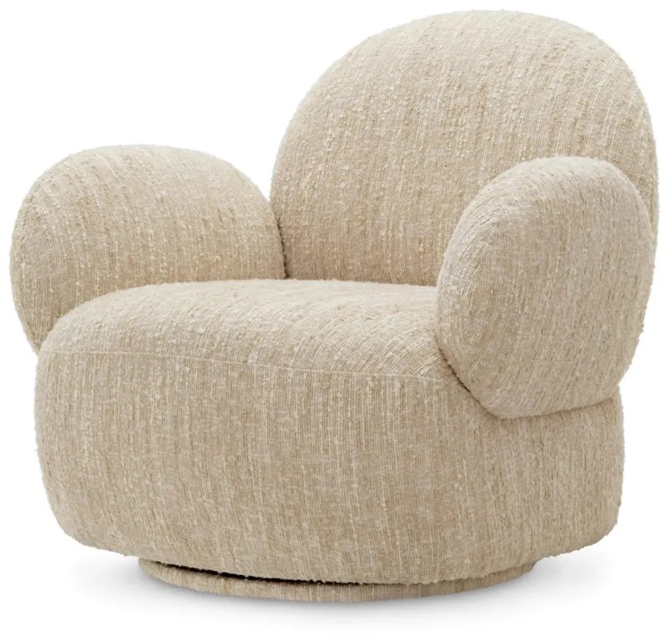 Fotoliu pivotant design LUX Madrone, Boucle sonata cream