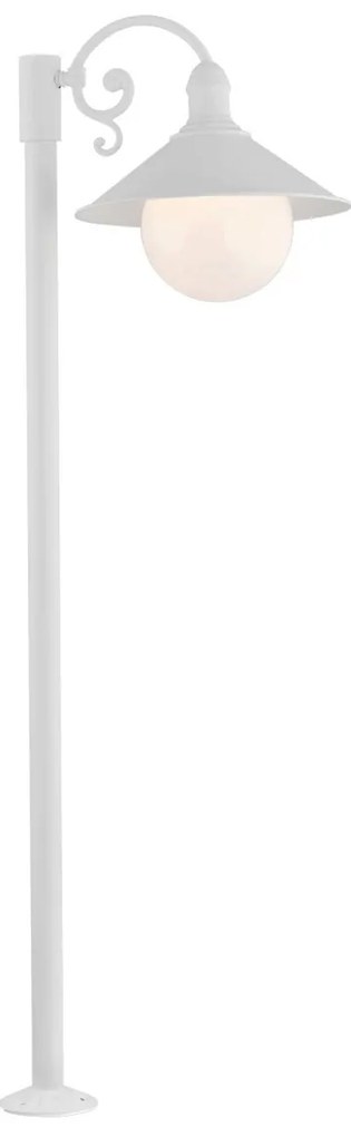 Stalp de iluminat exterior stil clasic ERBA BIS alb H-120cm