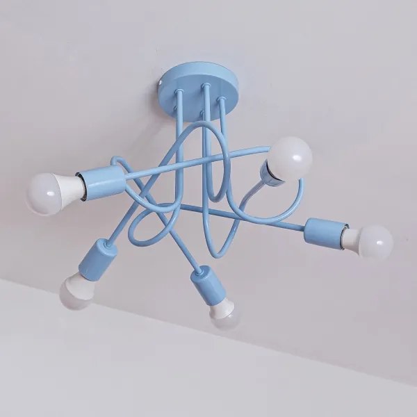 Lustră de tavan aplicată OXFORD 5xE27/15W/230V albastru