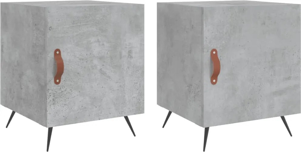 vidaXL Noptiere, 2 buc., gri beton, 40x40x50 cm, lemn compozit
