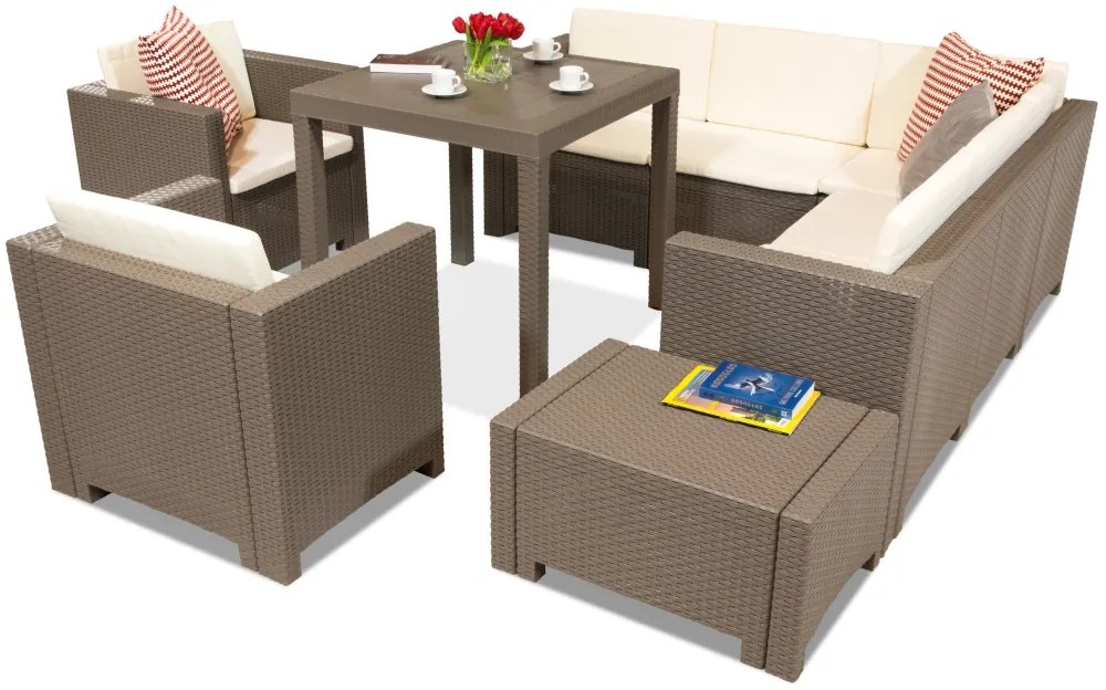 Set de mobilier din technorattan Colorado Dallas Comida 7 cappuccino Bica