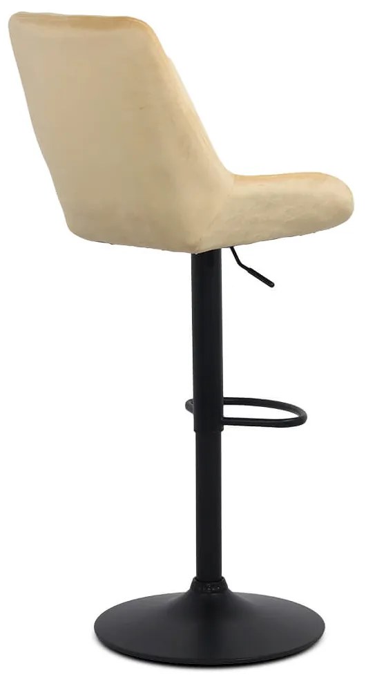 Scaun de bar crem ABS 145 din catifea cu bază metalică reglabilă
