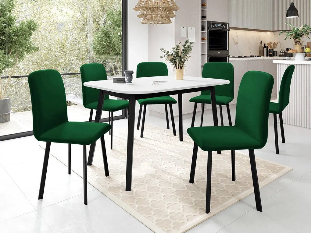 Masă sufragerie extensibilă 130 cm Grospan S 130x80 (Alb + Negru) (pentru 4-6 persoane). 1105347
