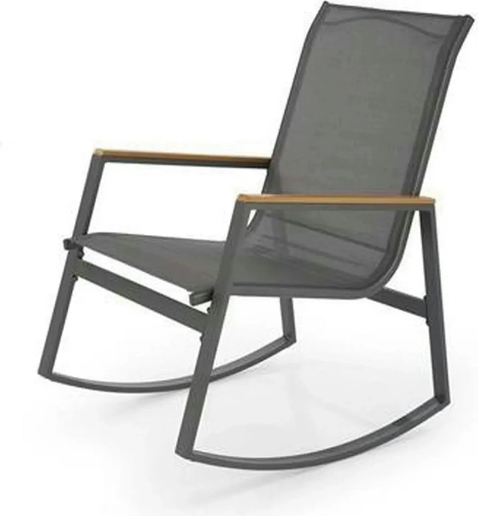 Scaun de gradina ZLATAN, gri inchis, plasa/polipropilena/metal, 62x86x