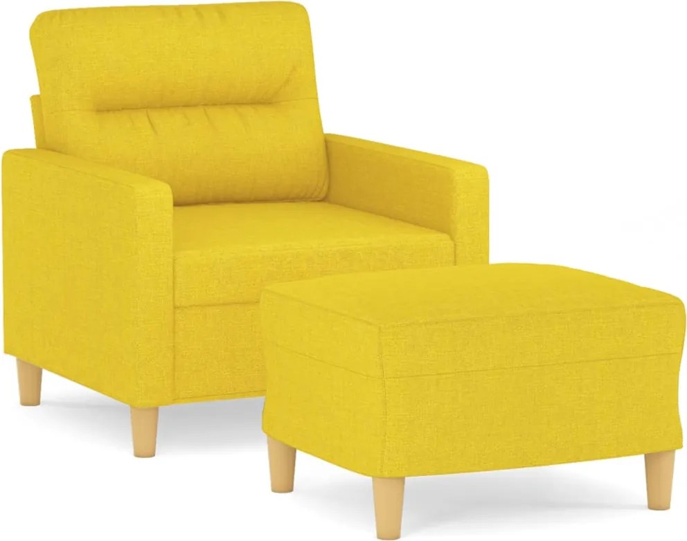 vidaXL Fotoliu canapea cu taburet, galben deschis, 60 cm, textil