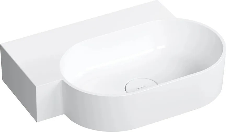 Lavoar suspendat Omnires Ovo M+ finisaj alb lucios 55.5 cm stanga
