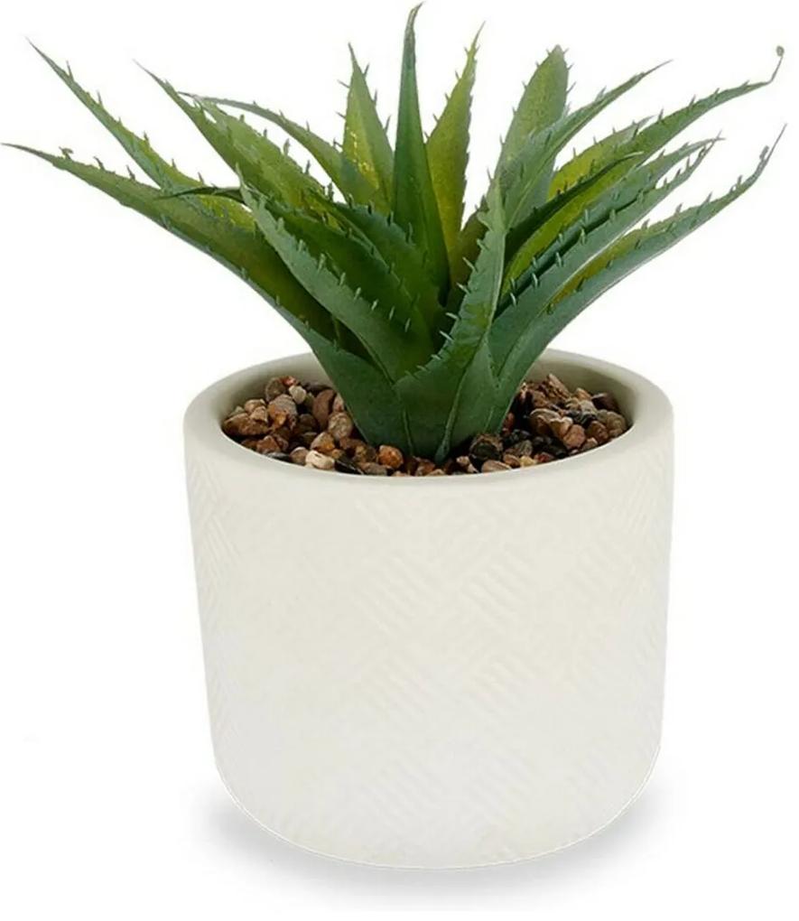 Plantă decorativă alb plastic (14 x 9 x 14 cm)