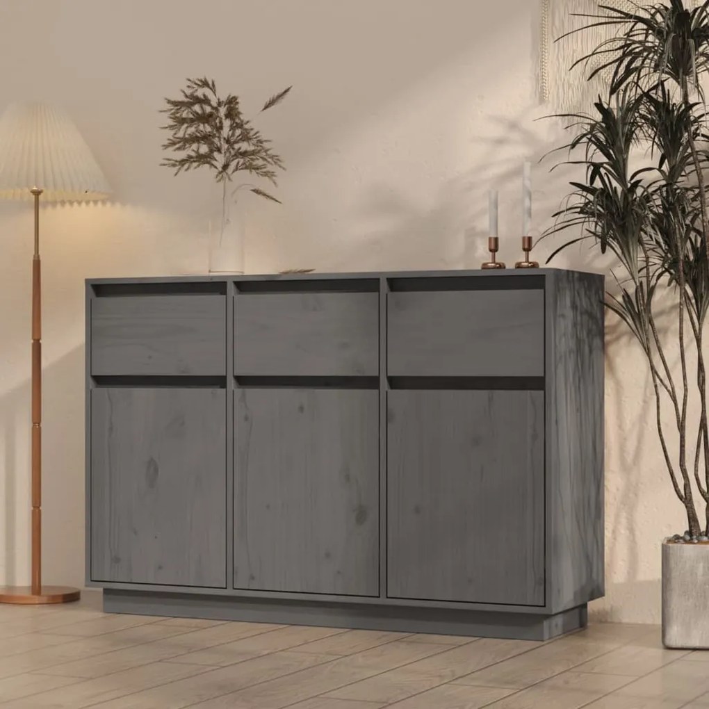 813816 vidaXL Servantă, gri, 110x34x75 cm, lemn masiv de pin