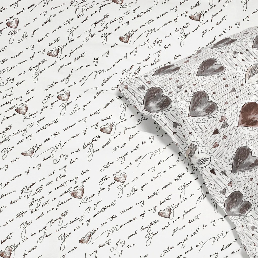 Goldea lenjerie de pat din 100% bumbac - inimi și versuri de dragoste 140 x 200 și 50 x 70 cm