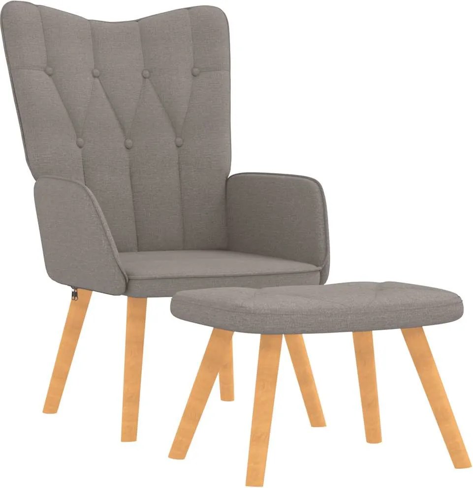 vidaXL Scaun de relaxare cu taburet, gri taupe, textil